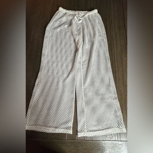 White Crochet Wide-Leg Pants MADISON - Picture 2 of 7